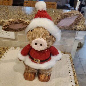 Sisal Fiber Santa Claus Little Pig Christmas Tabletop Decor ~ New with Tag